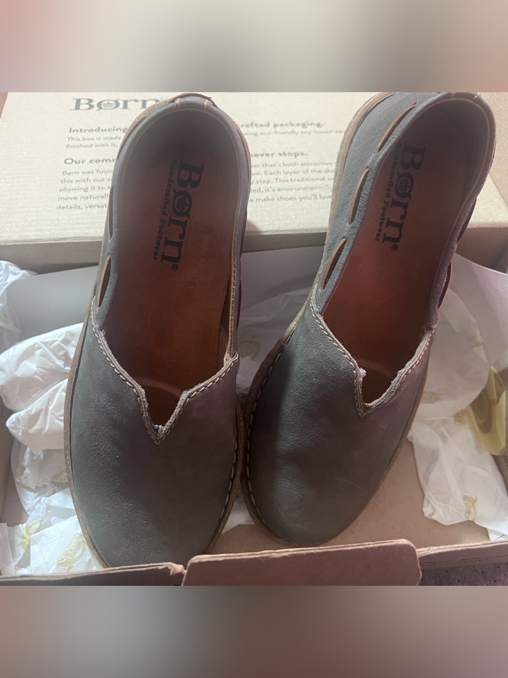 Born Olive Slip-On Leather Loafers